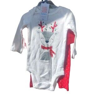 Carters Infant Girls Sparkle Reindeer Baby Outfit Bodysuit & Tutu Leggings 6 Mo
